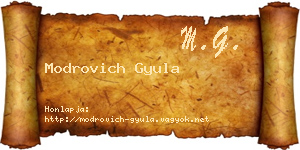 Modrovich Gyula névjegykártya